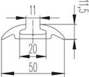 Rail aéronautique aluminium arrondi  EP 11 X 50 X 2000 mm