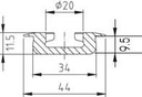 Rail aéronautique aluminium à ailettes encastrable fin EP 11.5 x 44 X 2000 mm (ailettes à recouvrement)